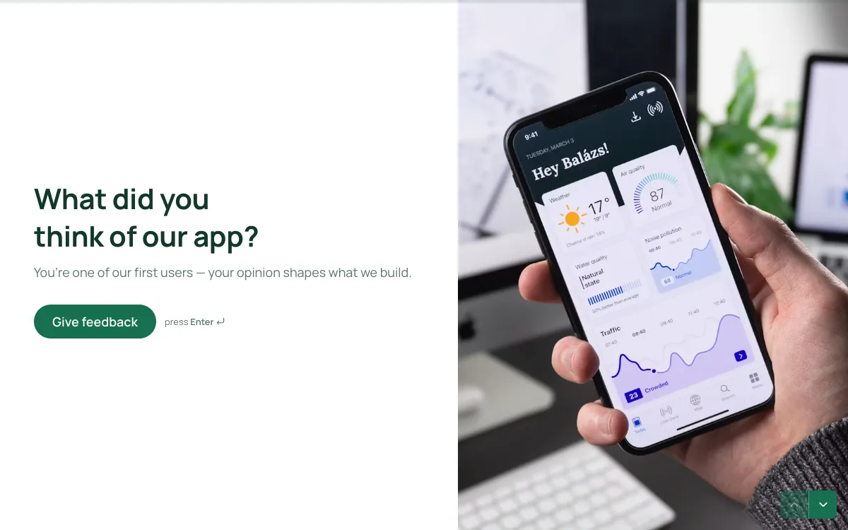 Beta app feedback: a screen from the Forms beta feedback template