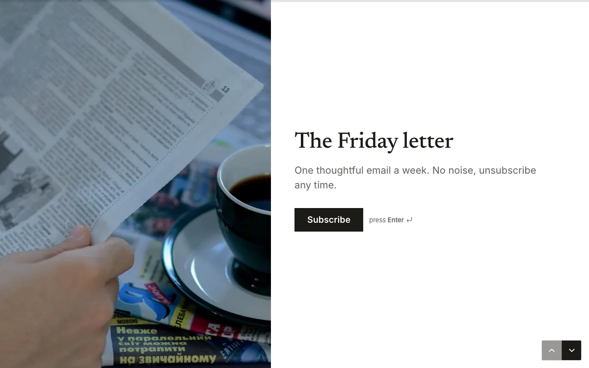 Newsletter sign-up: a screen from the Forms newsletter template