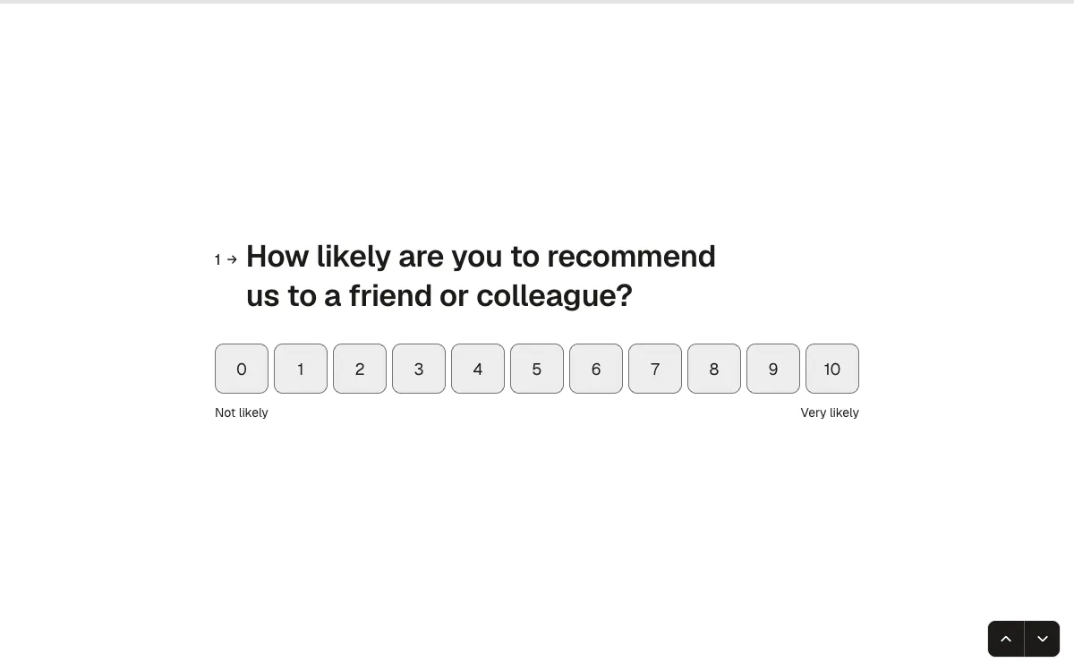 NPS survey: a screen from the Forms nps template