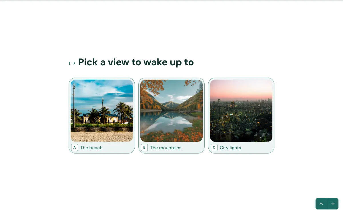 Personality quiz: a screen from the Forms personality quiz template
