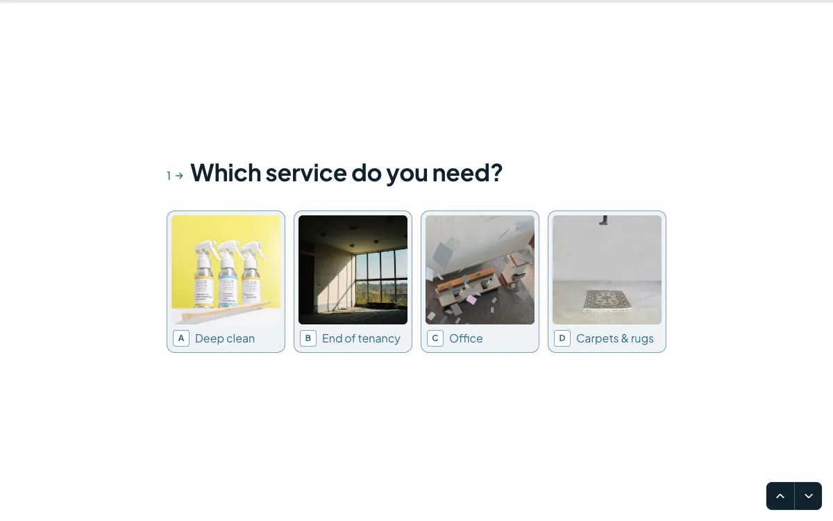 Cleaning quote request: a screen from the Forms quote request template