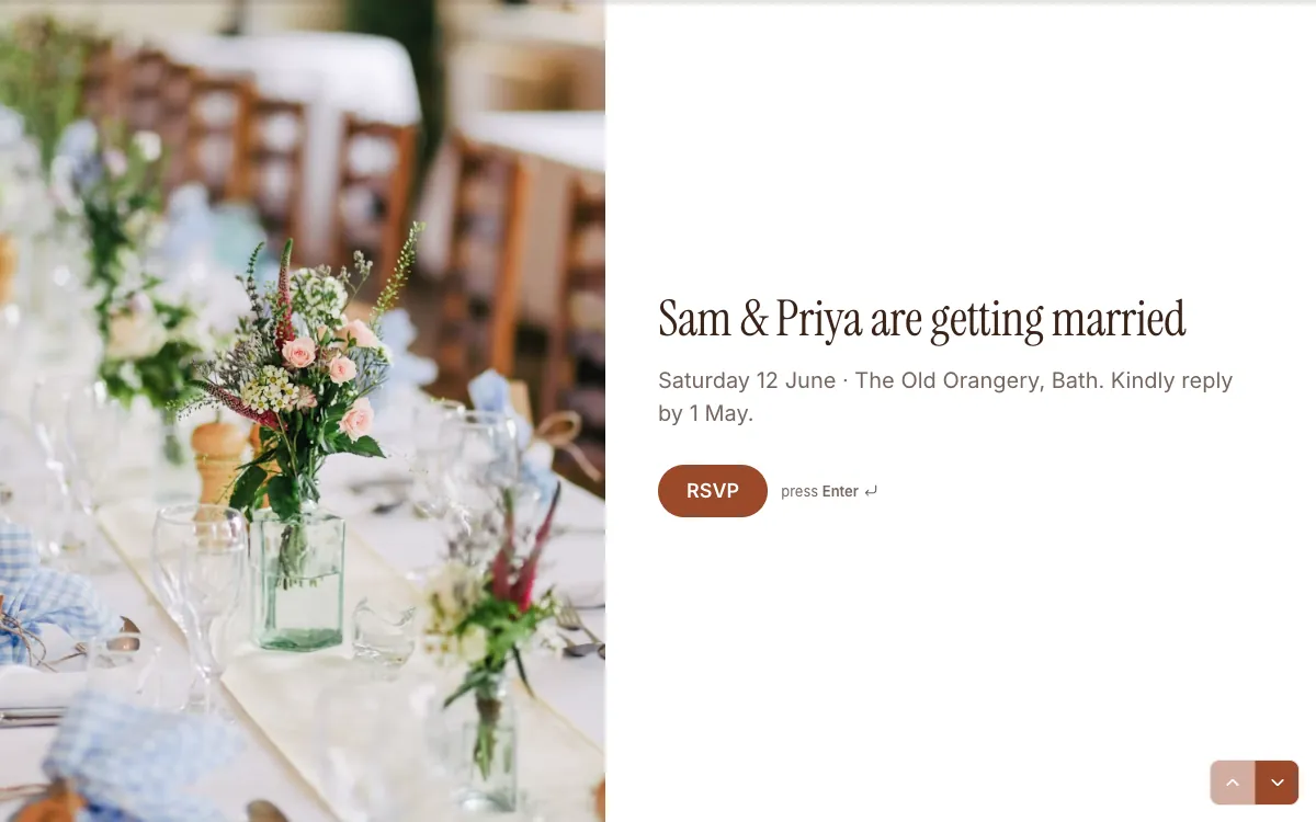 Wedding RSVP: a screen from the Forms rsvp template