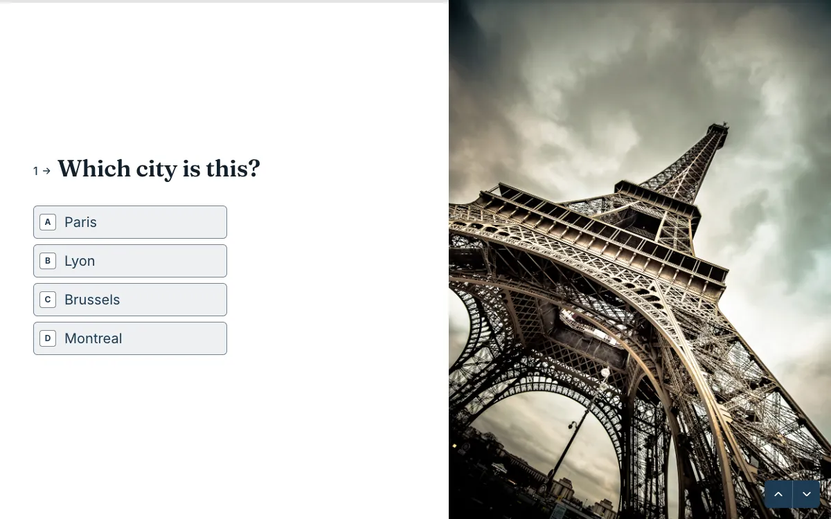 Trivia quiz: a screen from the Forms trivia quiz template