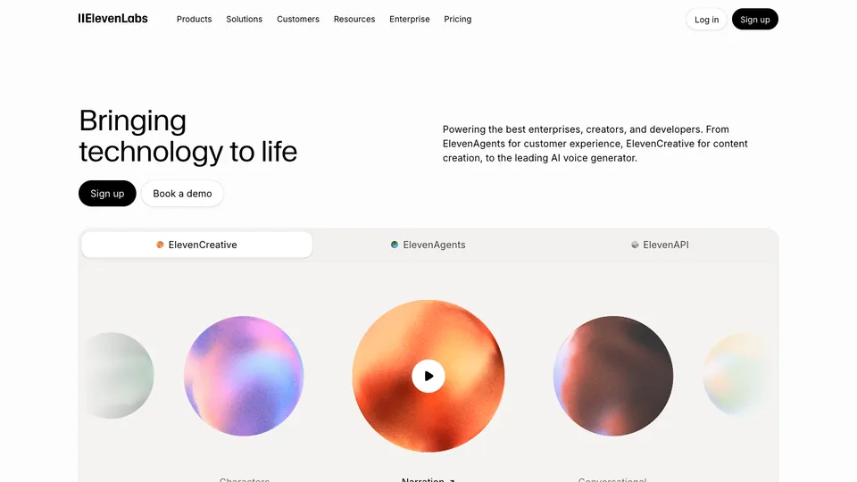 ElevenLabs website homepage