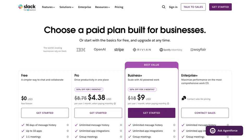 Slack website homepage