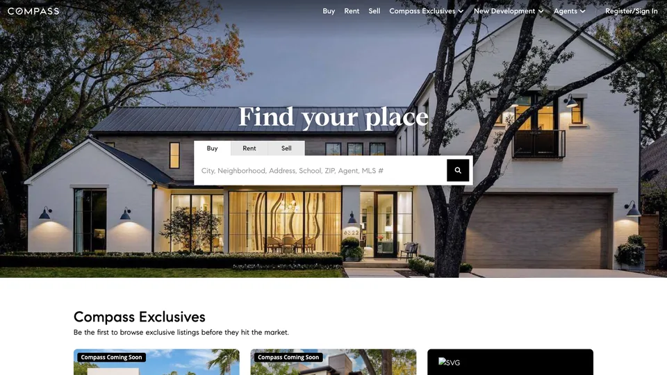 Compass website homepage