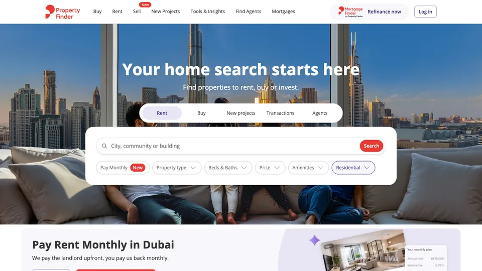 Property Finder website homepage