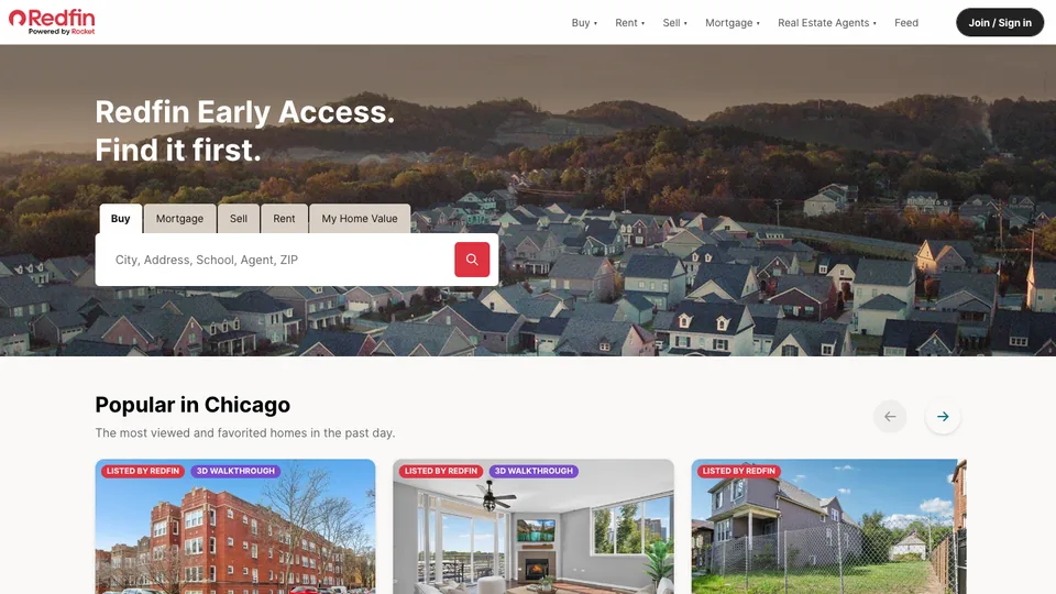 Redfin website homepage