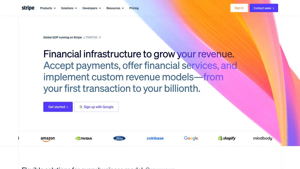 Stripe website homepage