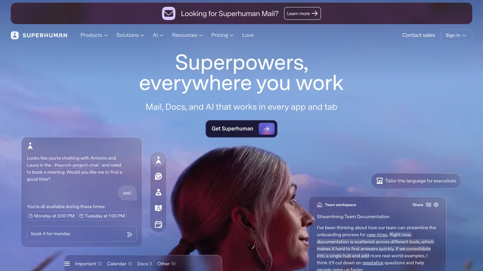 Superhuman website homepage